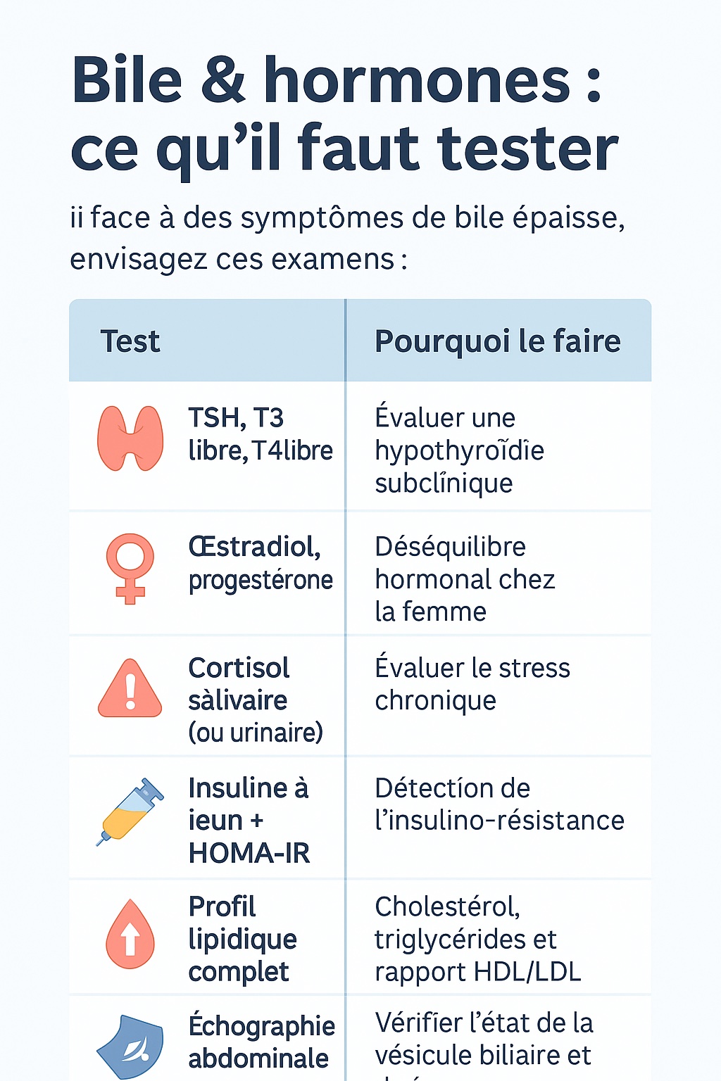 Bile & hormones : ce qu’il faut tester